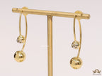 Open long twin lobed golden earrings