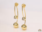 Open long twin lobed golden earrings