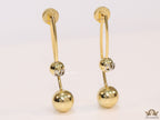 Open long twin lobed golden earrings