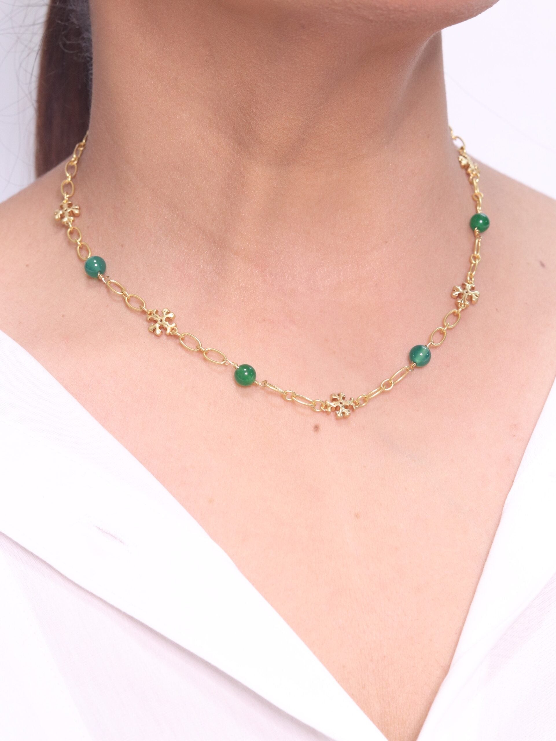 Alphabet TB Green & Gold Necklace