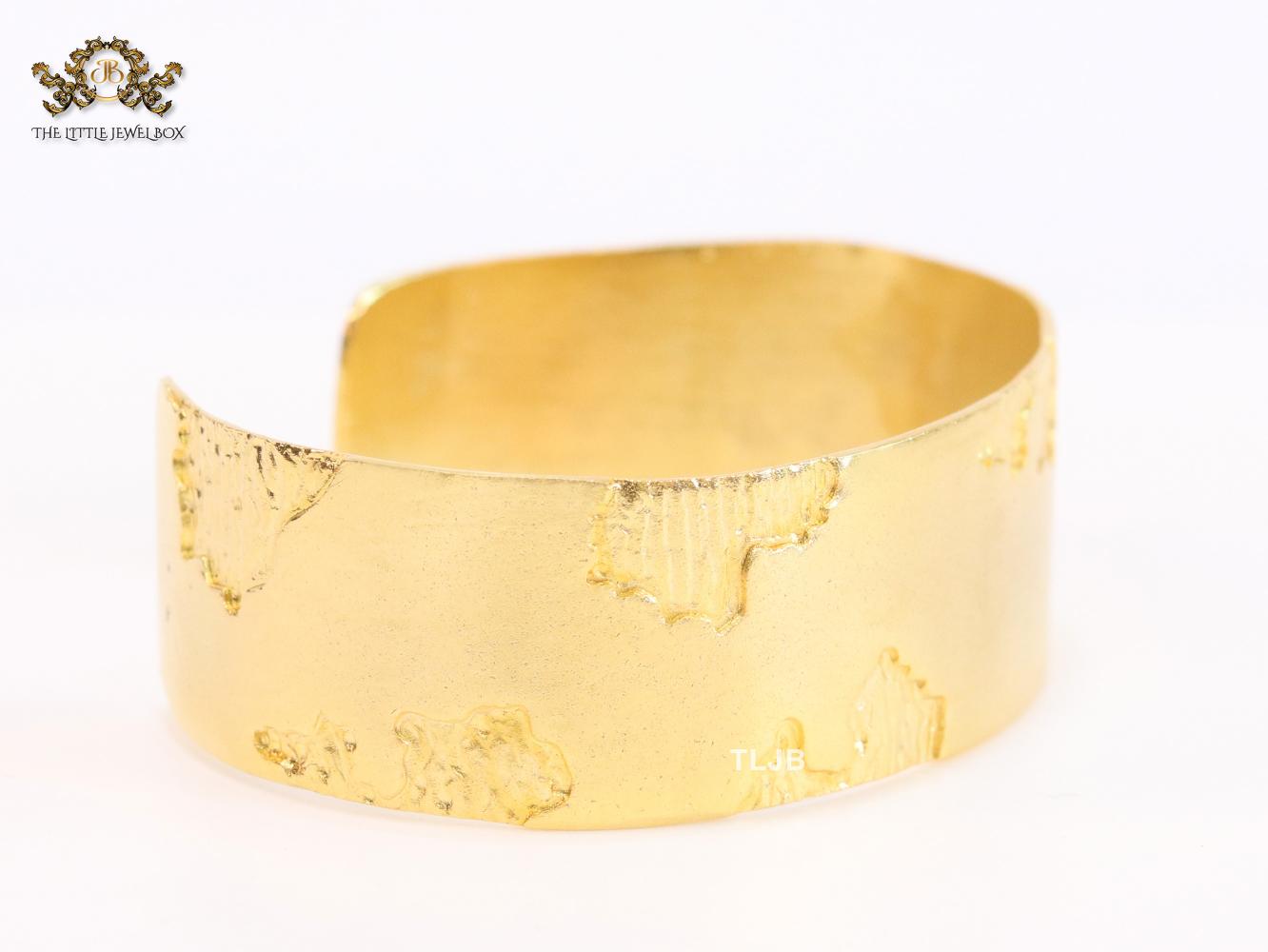 Lava textured gold cuff bracelet
