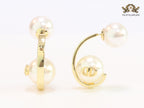 Alphabet C and D pearl and gold dangles