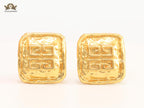 Alphabet G Embossed Statment Studs Gold Clip On