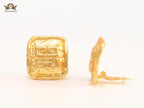 Alphabet G Embossed Statment Studs Gold Clip On