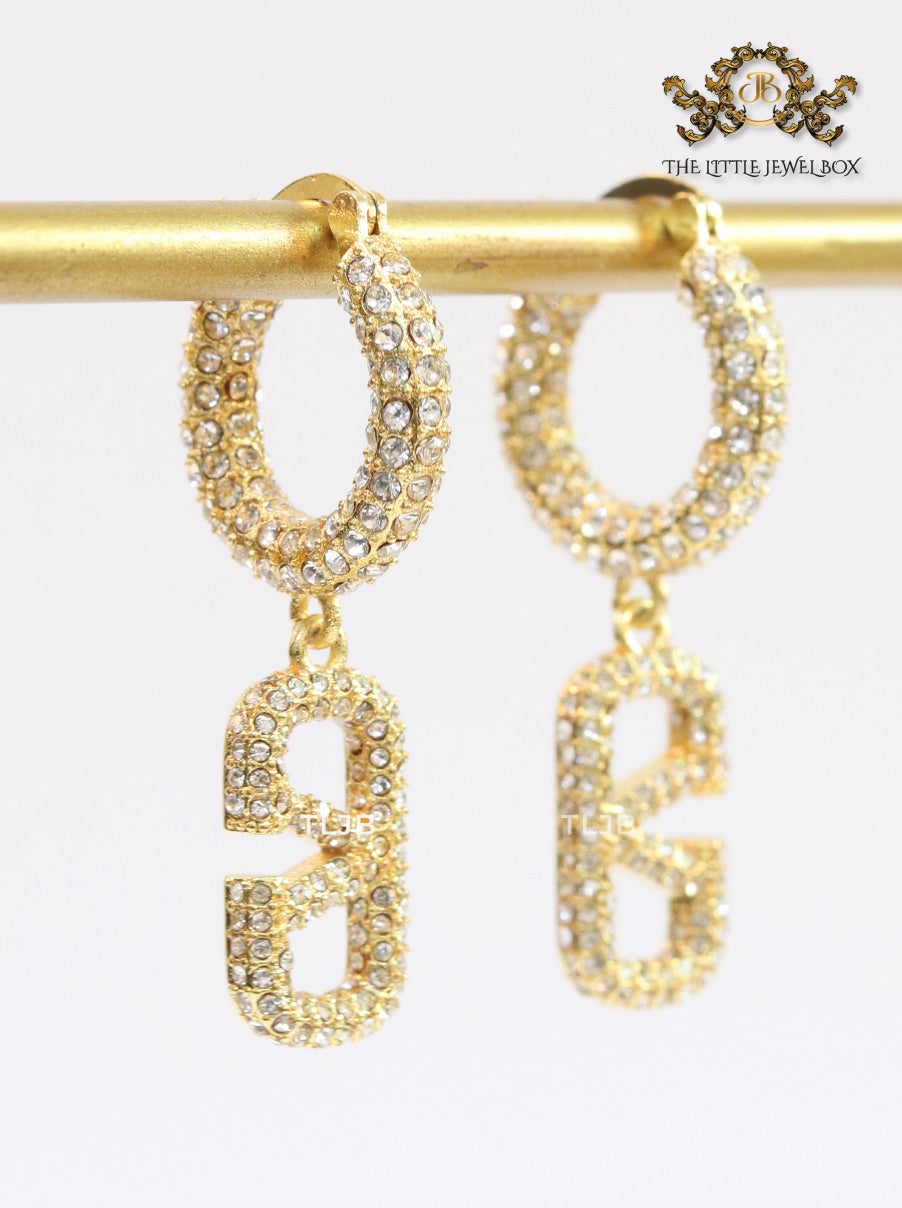 Alphabet V CZ hoop dangles