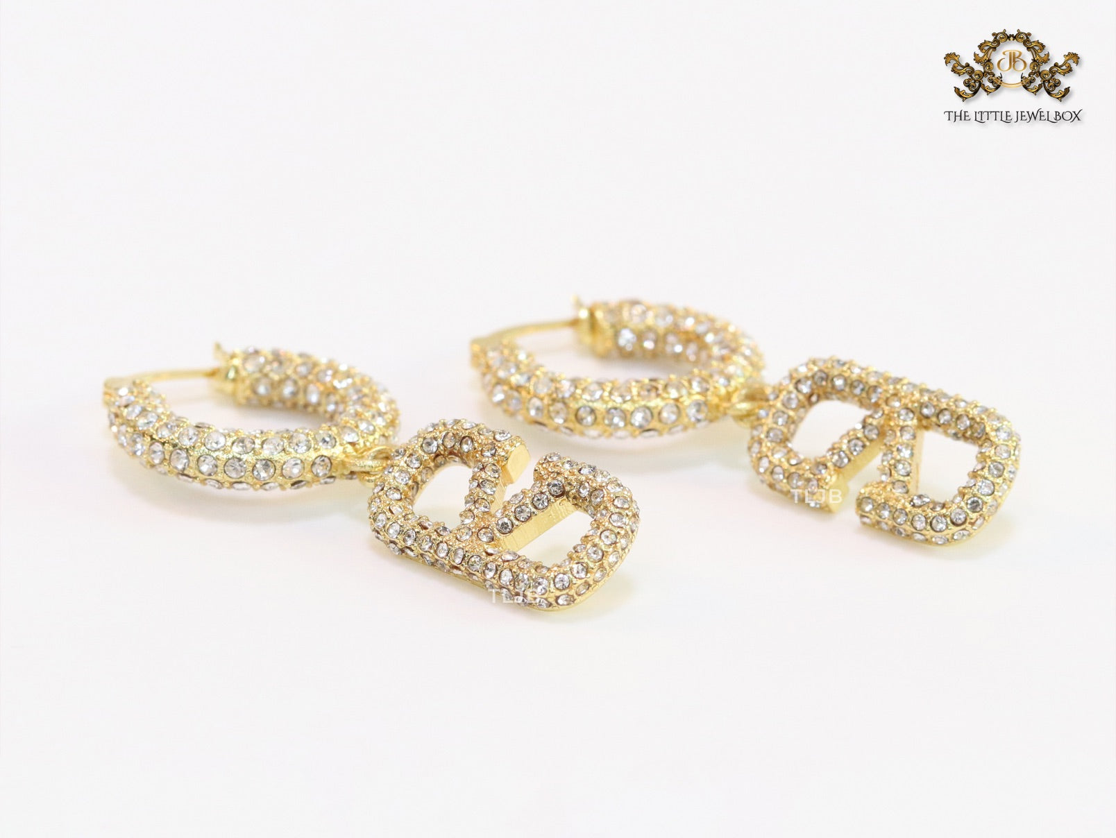 Alphabet V CZ hoop dangles