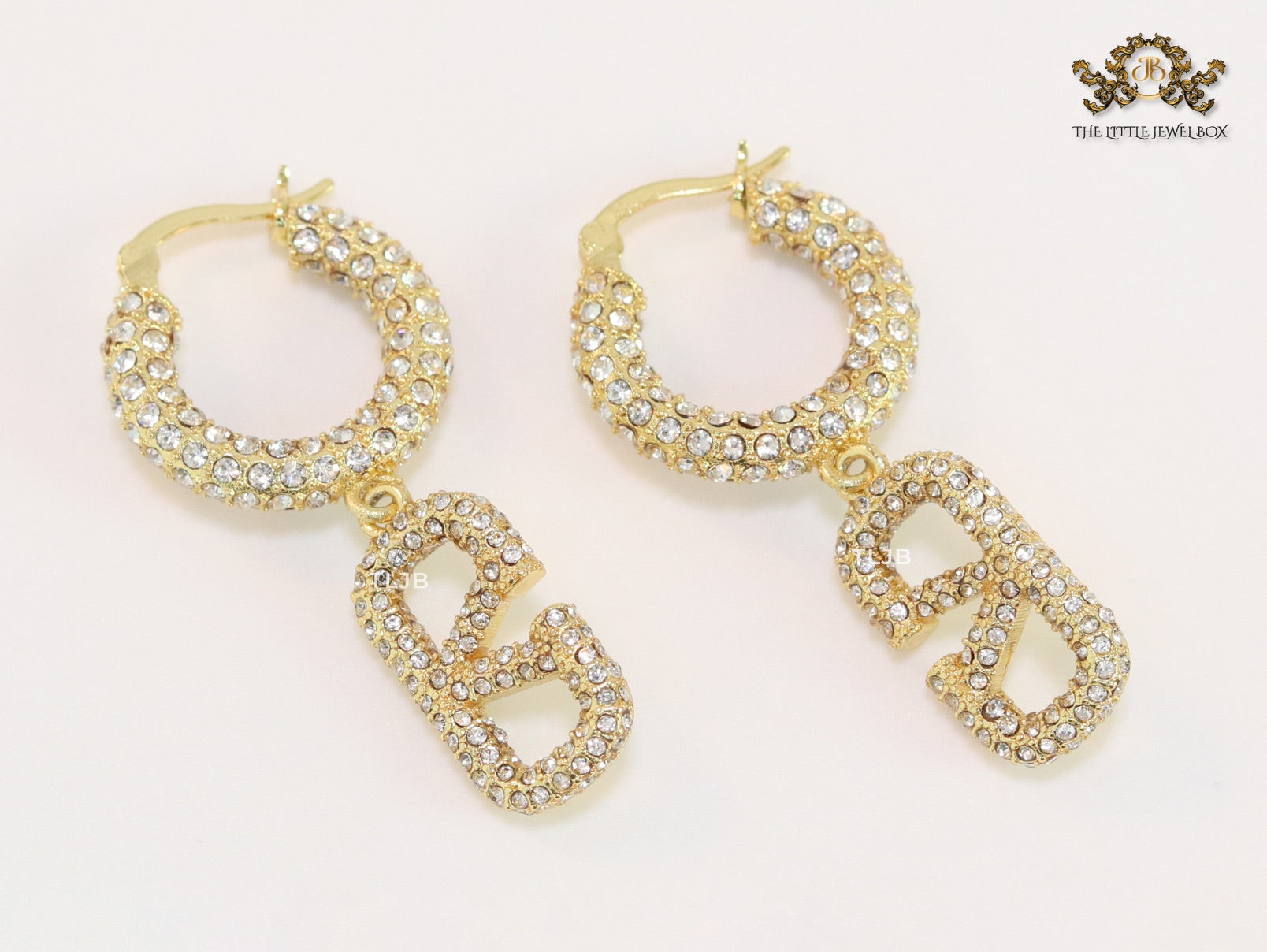 Alphabet V CZ hoop dangles