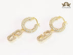 Alphabet V CZ hoop dangles