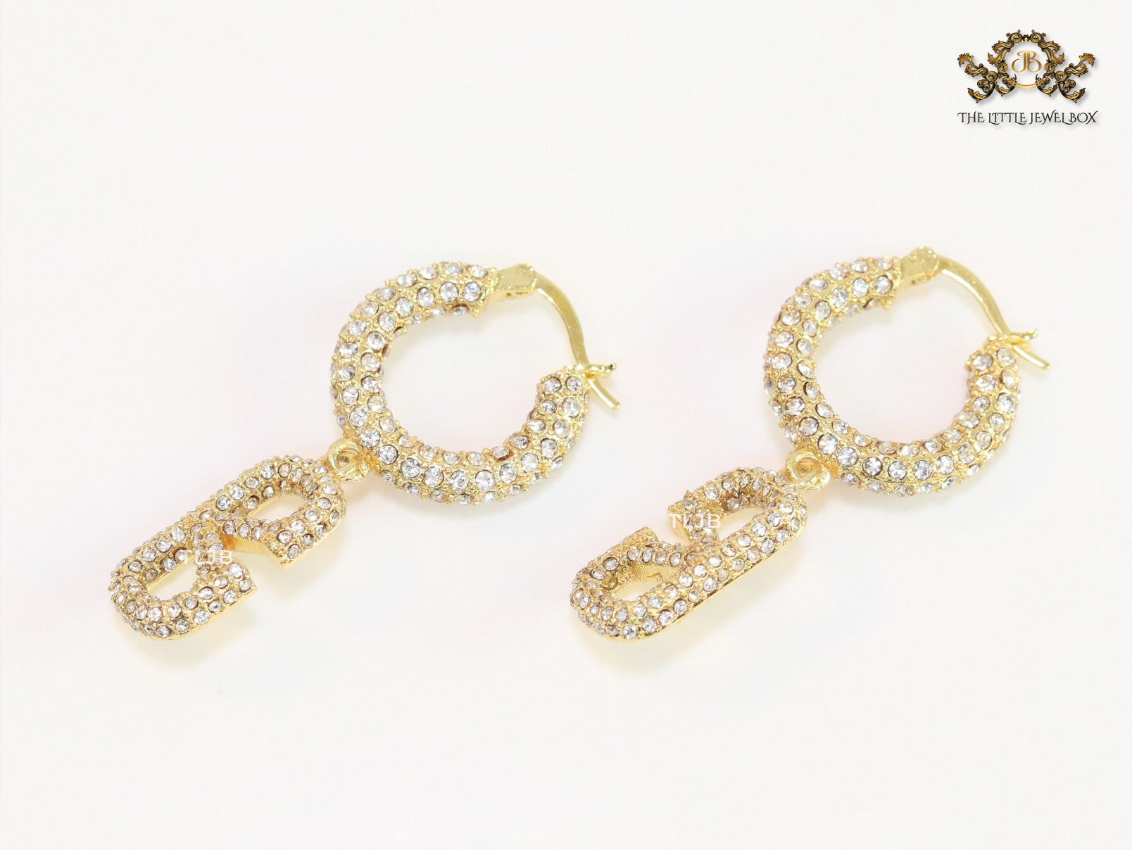 Alphabet V CZ hoop dangles