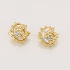 Double C gold spiked studs
