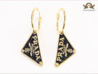 Black enamel and gold hoop dangles