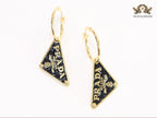 Black enamel and gold hoop dangles