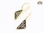Black enamel and gold hoop dangles