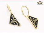 Black enamel and gold hoop dangles