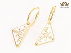 White enamel and gold hoop dangles