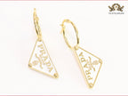 White enamel and gold hoop dangles