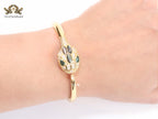 Snake head gold cz and and Grey  MOP stone bracelet