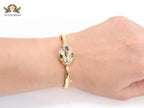 Snake head gold cz and and Grey  MOP stone bracelet