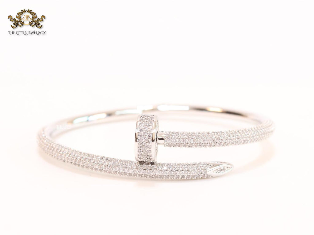 Platinum nail and cz openable bracelet
