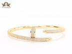 Gold nail and cz openable bracelet
