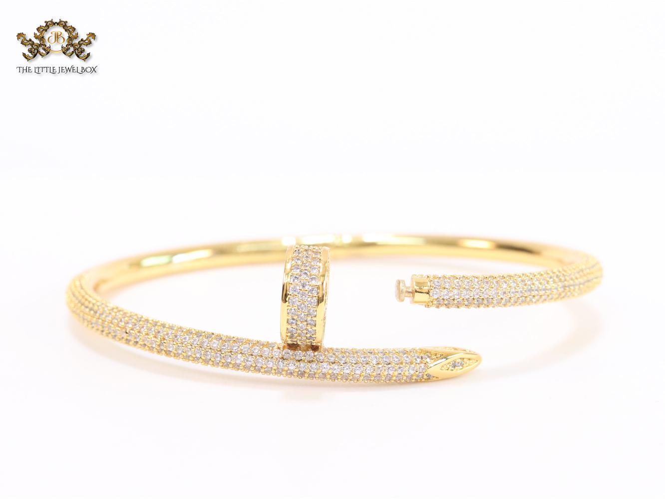 Gold nail and cz openable bracelet