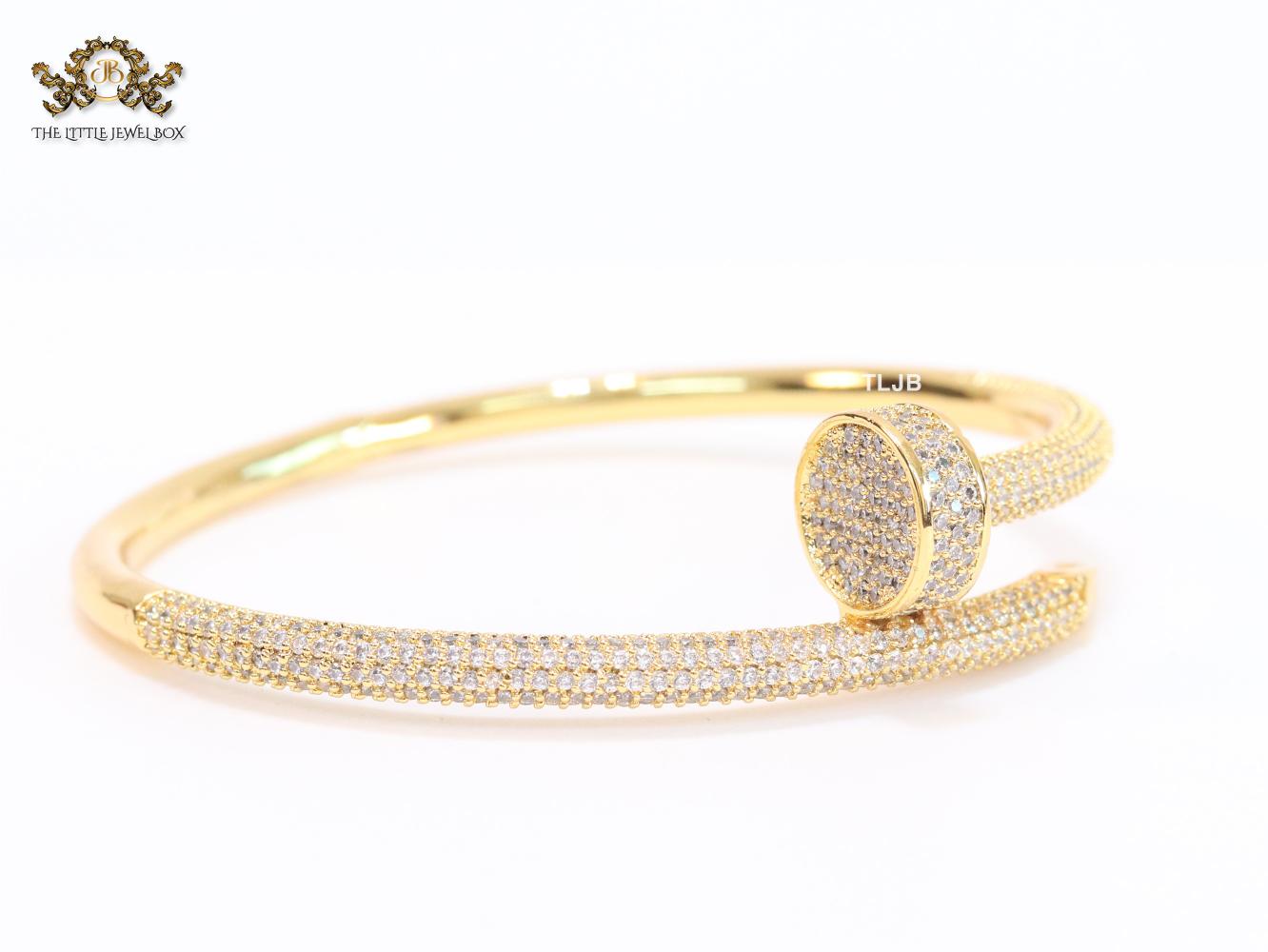 Gold nail and cz openable bracelet