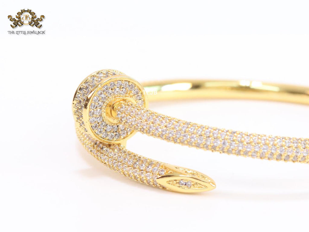Gold nail and cz openable bracelet