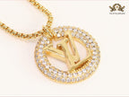 Alphabet L in CZ ring gold Chain