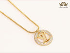 Alphabet L in CZ ring gold Chain