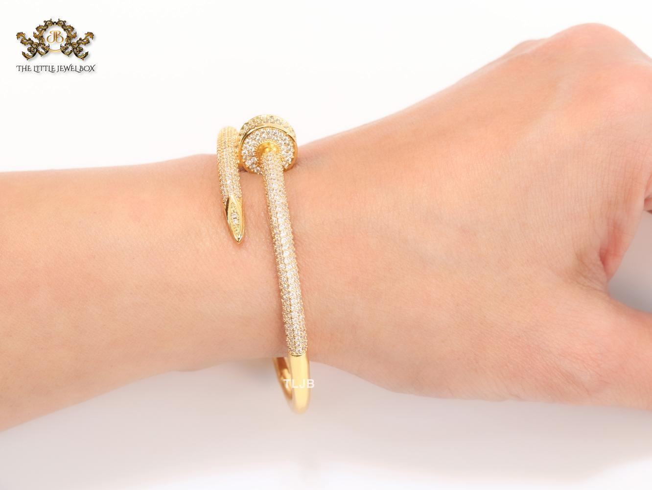 Gold nail and cz openable bracelet