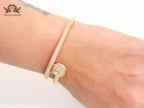 Gold nail and cz openable bracelet