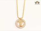 Alphabet L in CZ ring gold Chain