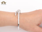Platinum nail and cz openable bracelet