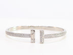 Alphabet T bracelet with full CZ in platinum finish