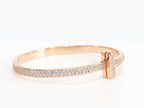 Alphabet T bracelet with full CZ in rose gold finish