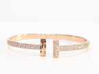 Alphabet T bracelet with full CZ in rose gold finish