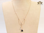 Black enamel and Cz charms chain
