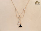 Black enamel and Cz charms chain