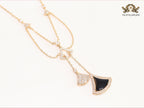 Black enamel and Cz charms chain