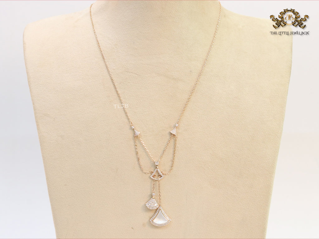 White enamel and Cz charms chain