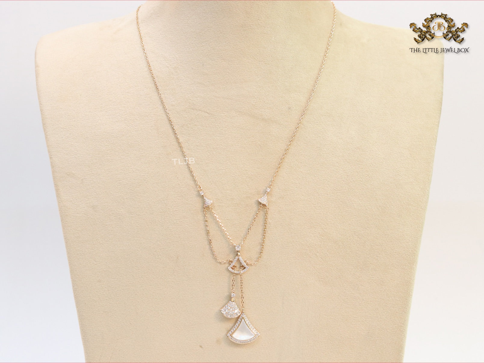White enamel and Cz charms chain