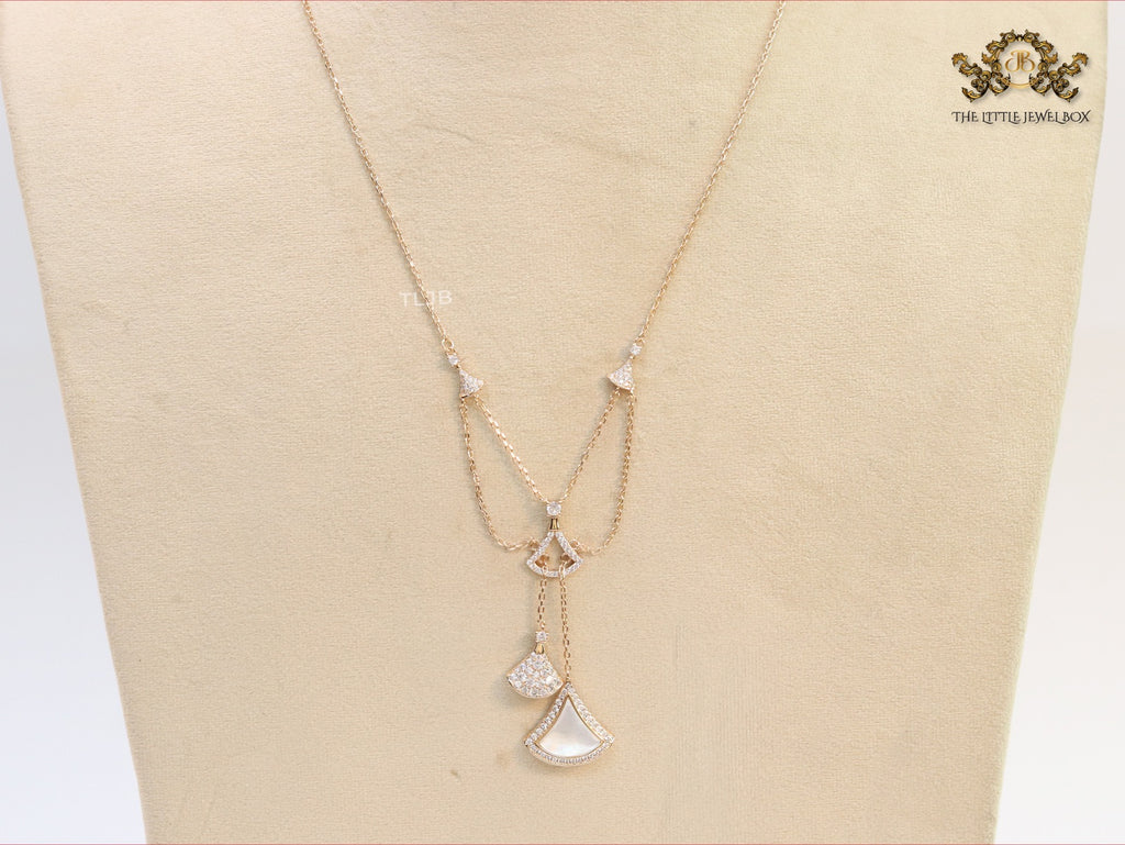 White enamel and Cz charms chain