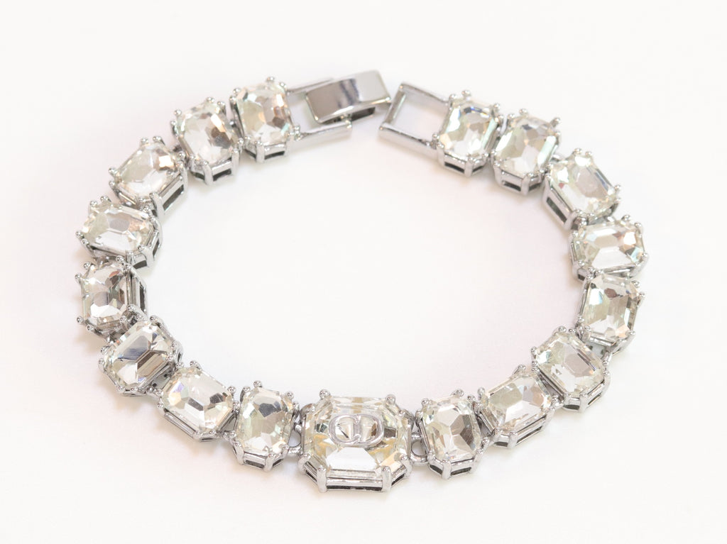 Alphabet C & D CZ bracelet in Platinum finish