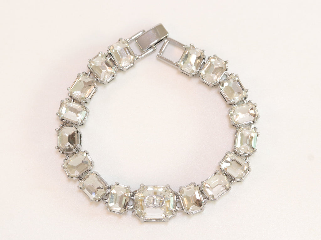 Alphabet C & D CZ bracelet in Platinum finish