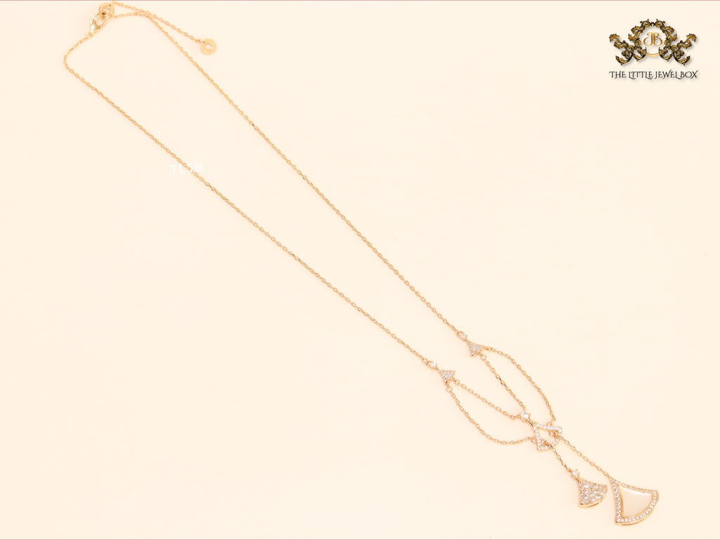 White enamel and Cz charms chain