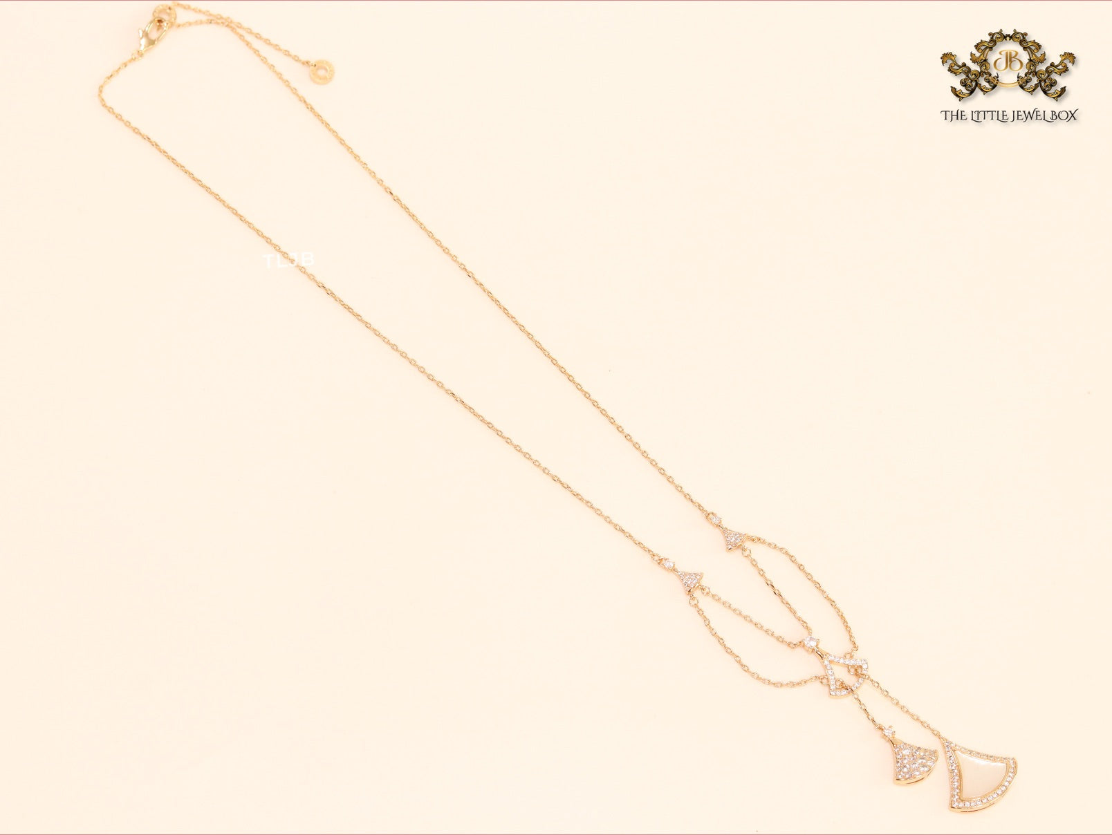 White enamel and Cz charms chain