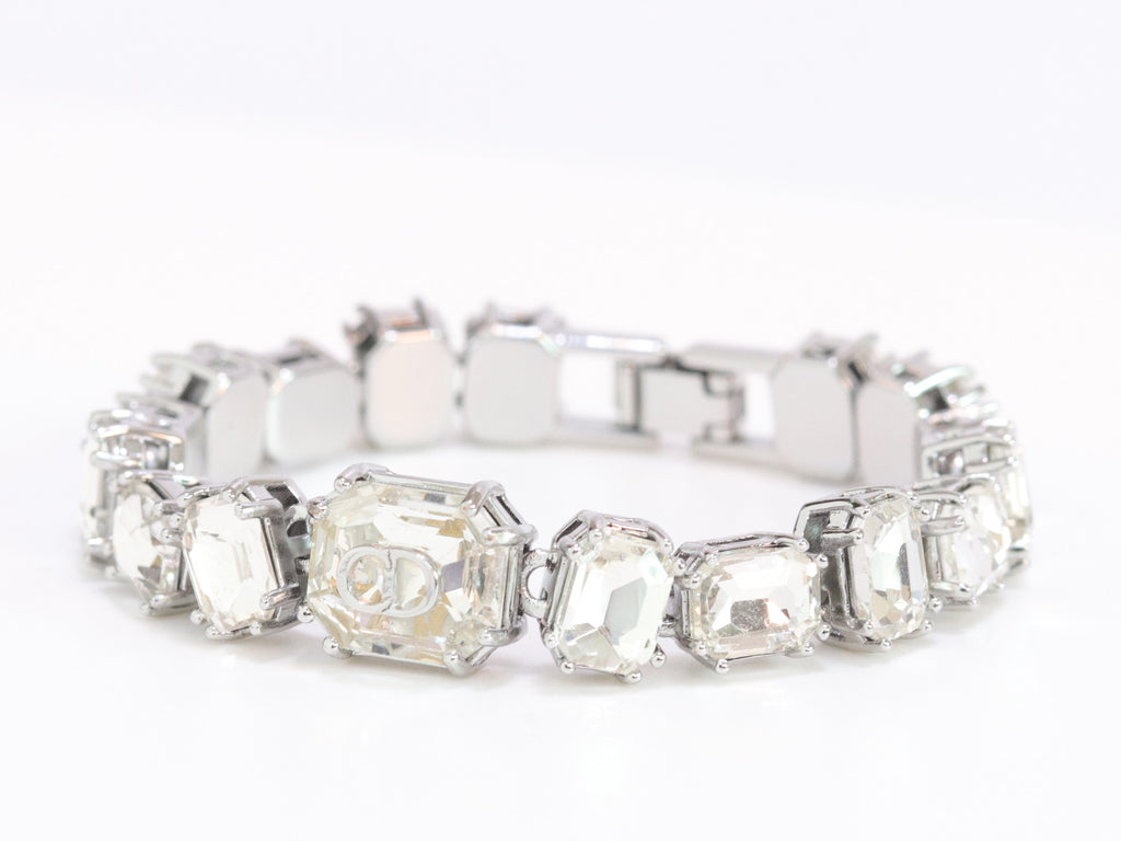 Alphabet C & D CZ bracelet in Platinum finish