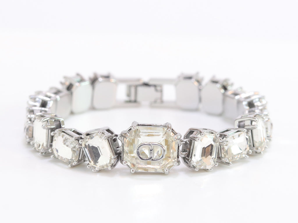 Alphabet C & D CZ bracelet in Platinum finish