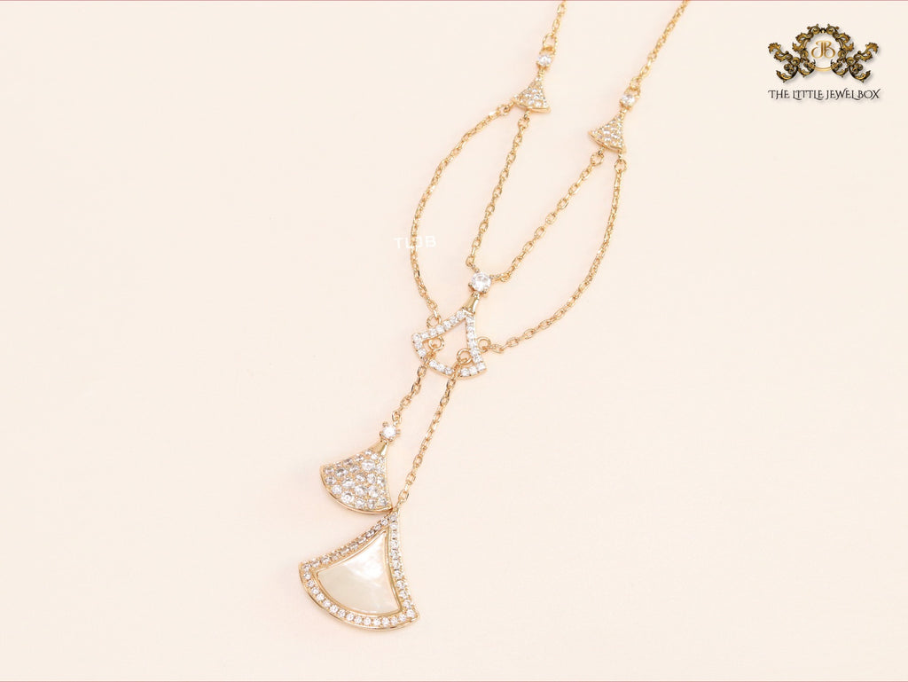 White enamel and Cz charms chain