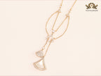 White enamel and Cz charms chain
